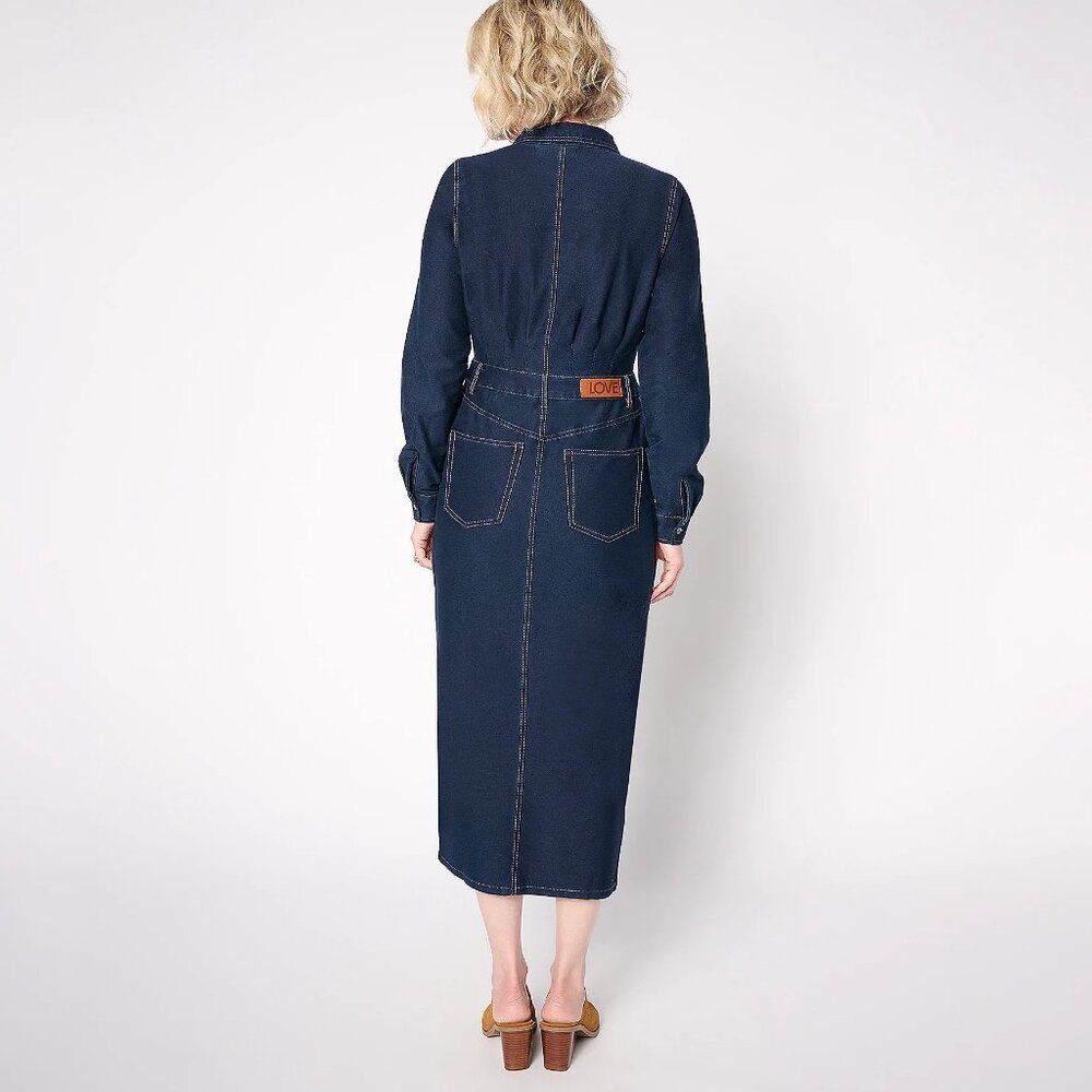 Peace Love World Denim Regular Knit Long Sleeve Dark Wash X-Small Pockets - Picture 7 of 9